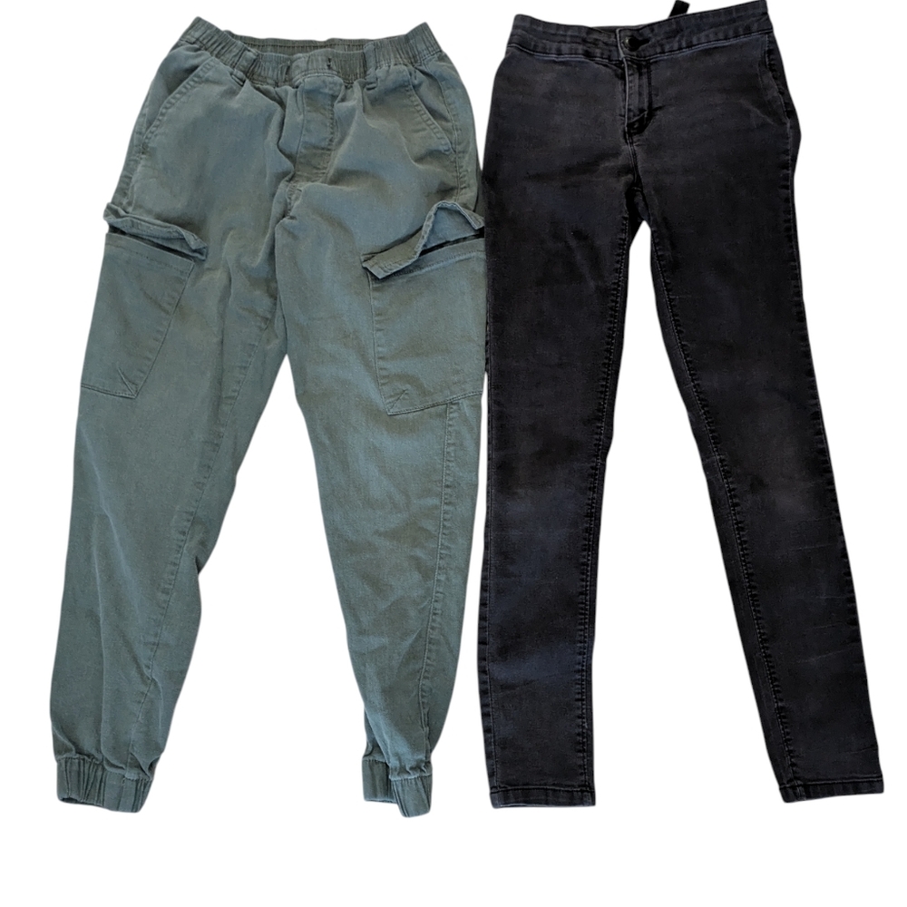 💥5/20$ Green Cargo Joggers and Black Skinny Jeans